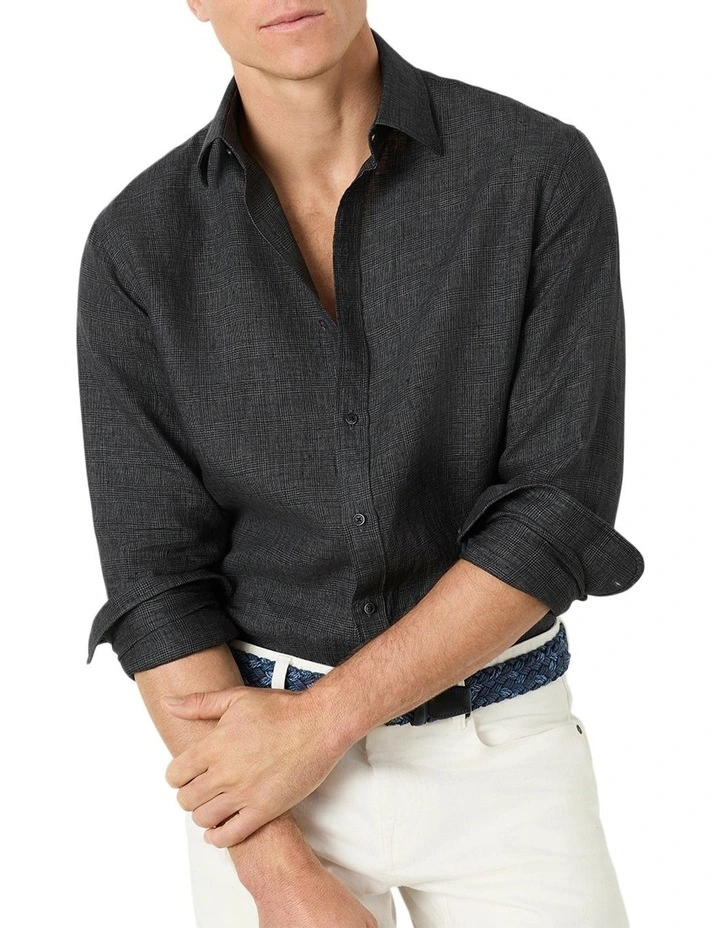 Mattarella Linen Shirt in Charcoal