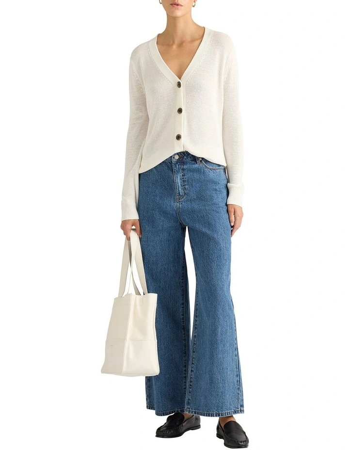 Alice Linen Mix Cardigan in Ivory