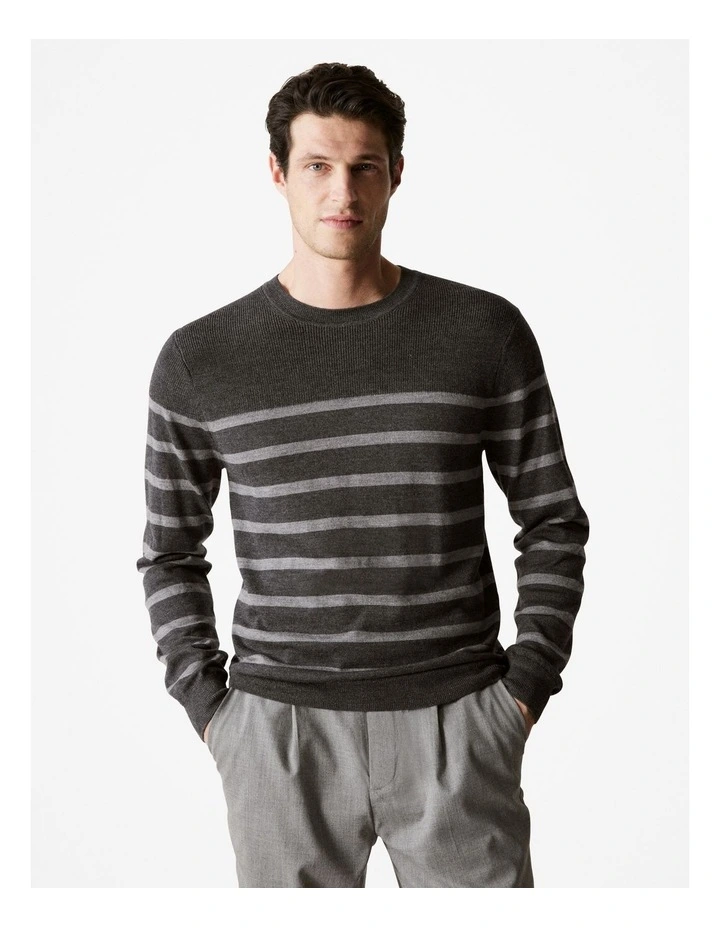 Merino Stripe Knit in Charcoal