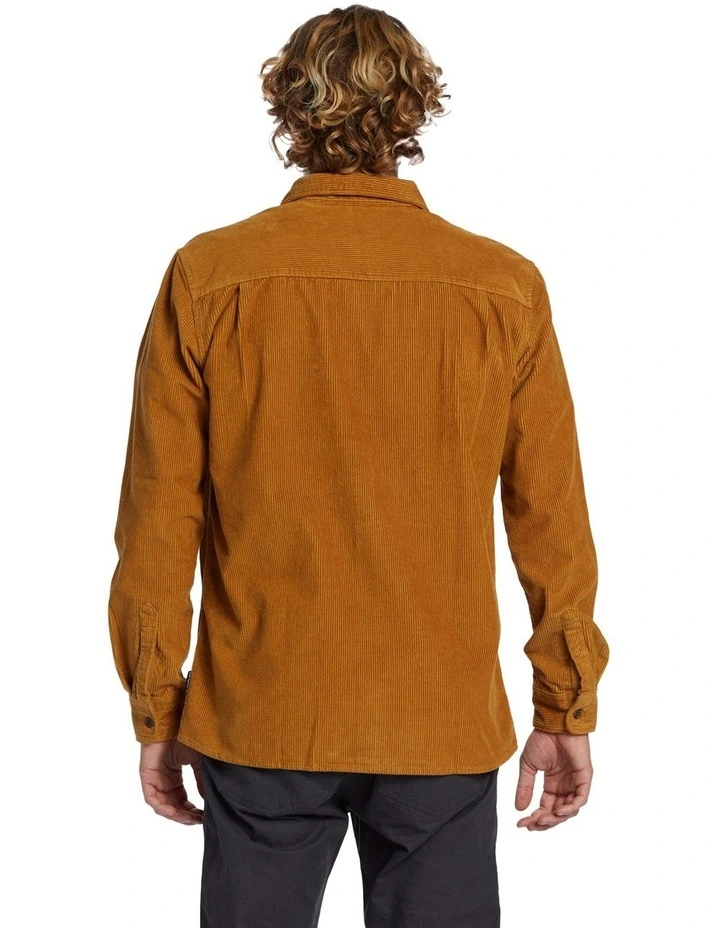 Venture Long Sleeve Corduroy Shirt in Bone Brown
