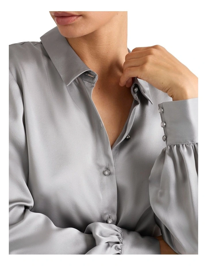 Ophelia Silk Shirt in Silver
