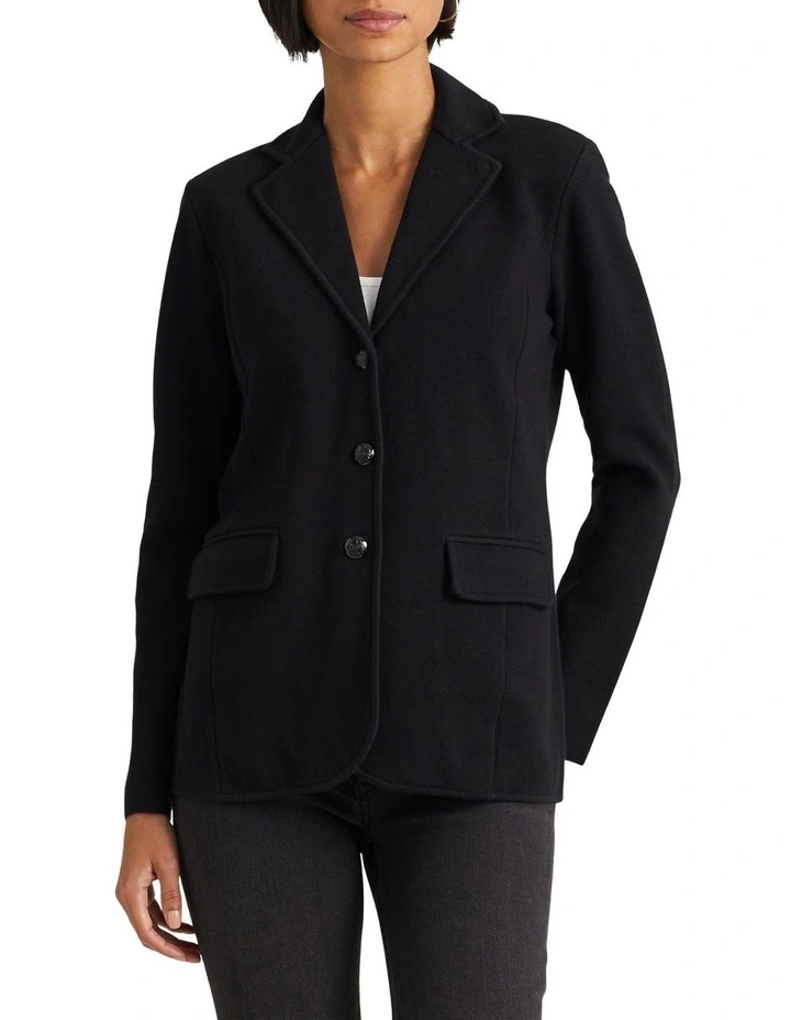 Combed Cotton Blazer in Black