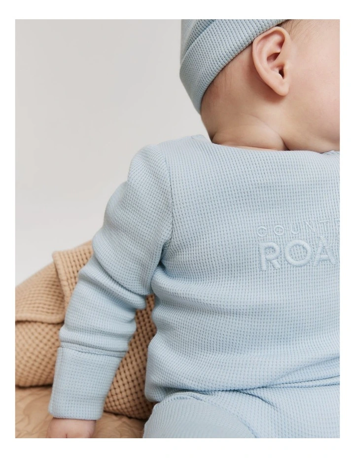 Waffle Jumpsuit in Washed Blue