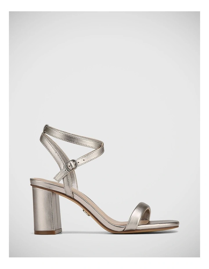 Carelinah Metallic Leather Sandal in Pewter