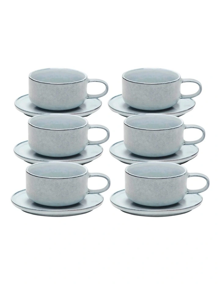 RELIC Tea Cup & Saucer 300ml Blue Set of 6