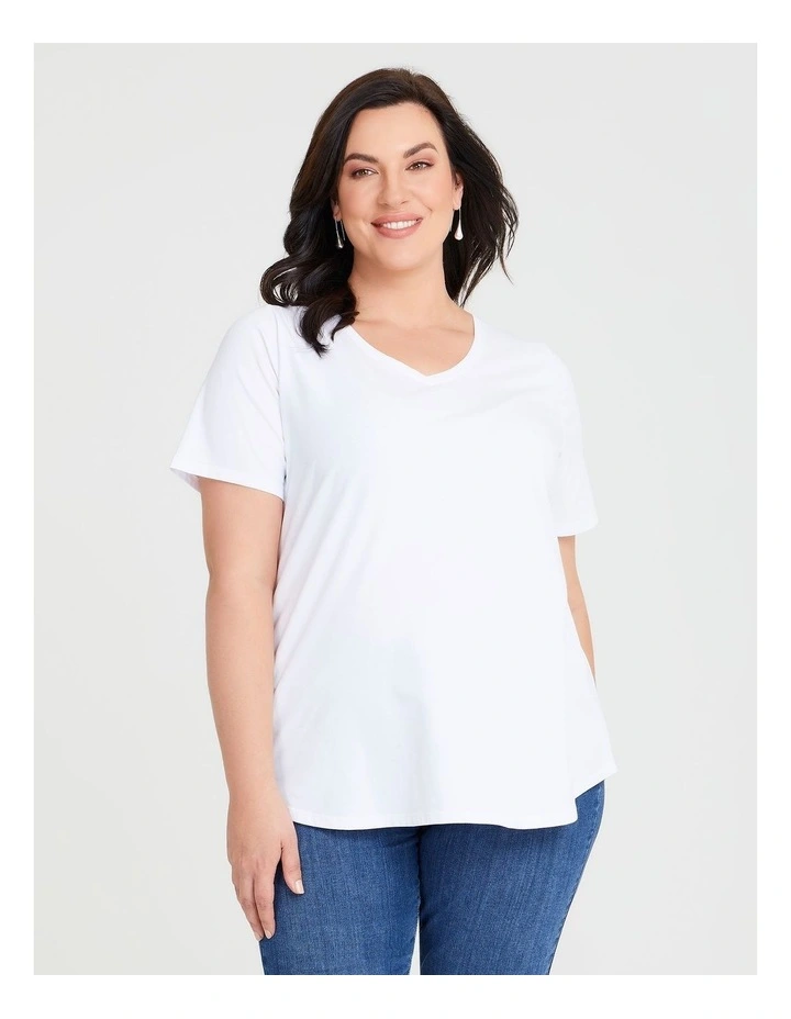 Australian Cotton V-neck Tee in White