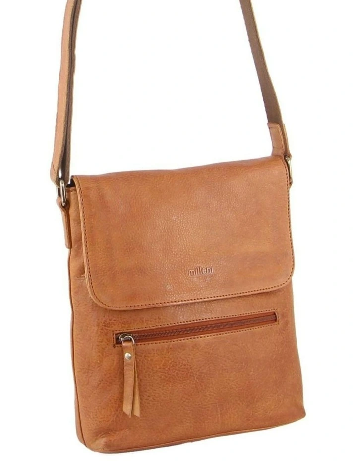 Nappa Leather Crossbody Bag in Cognac