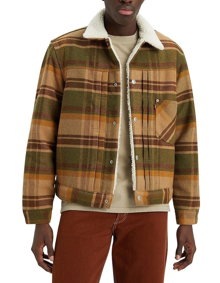 Type I Sherpa Trucker Jacket in Winter Moss