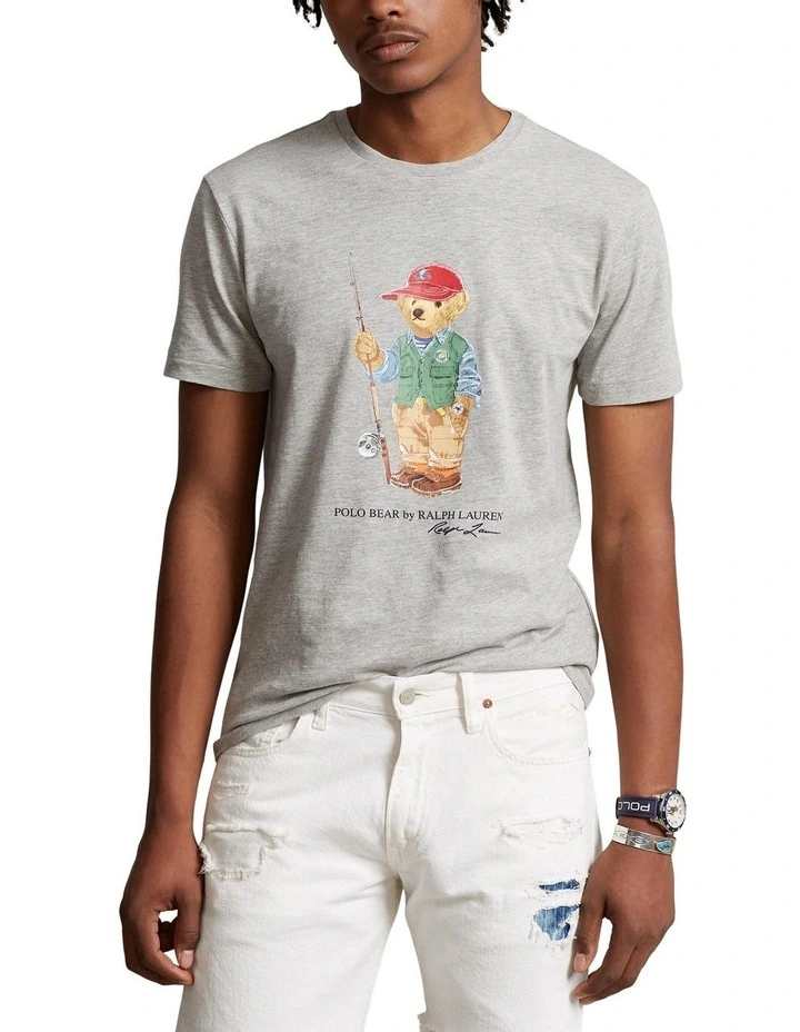 Custom Slim Fit Polo Bear Jersey T-shirt in Grey