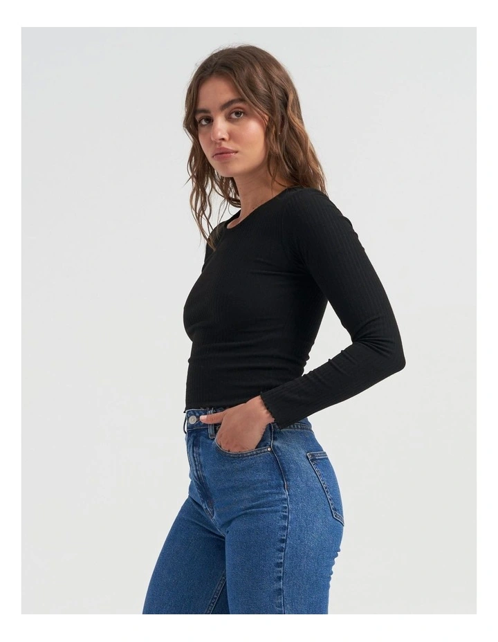Emma Long Sleeve Top in Black
