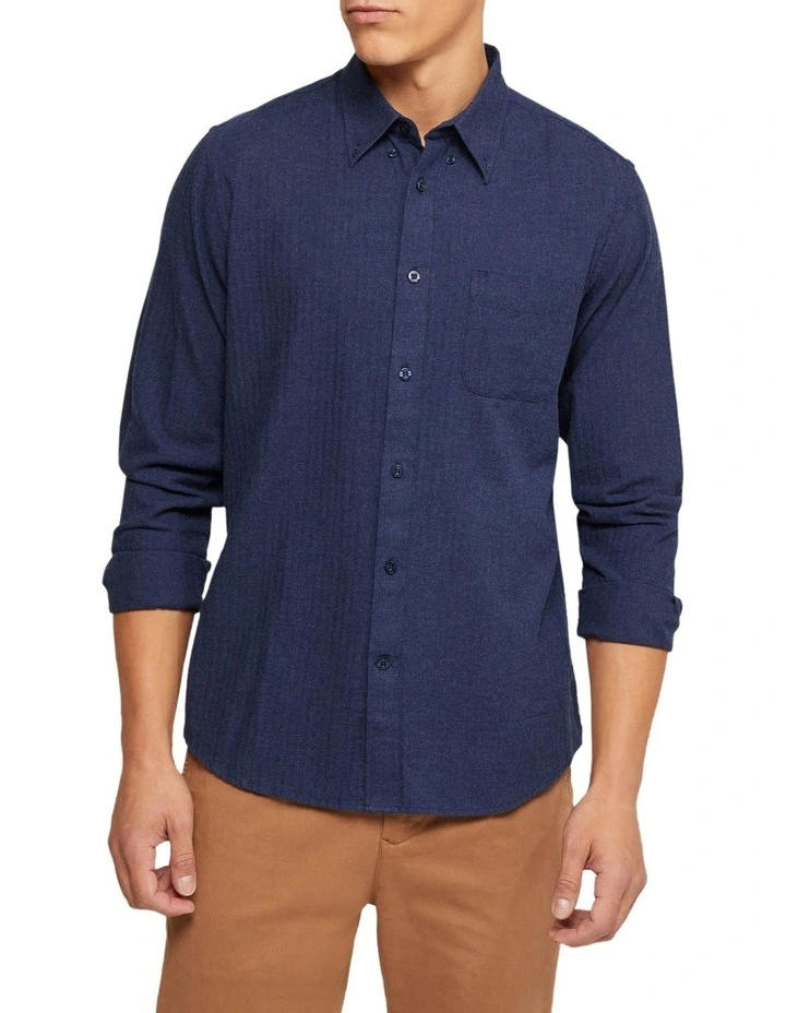 Portland Cotton Flannel Shirt in Blue