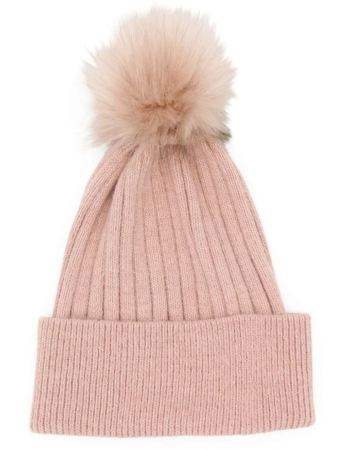Kalani Wool Blend Beanie in Pink