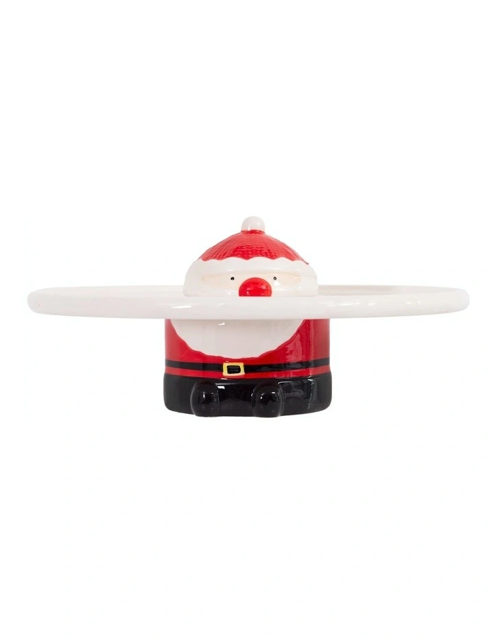 Santa Footed Cake Plate 29 x 12.5cm in Red
