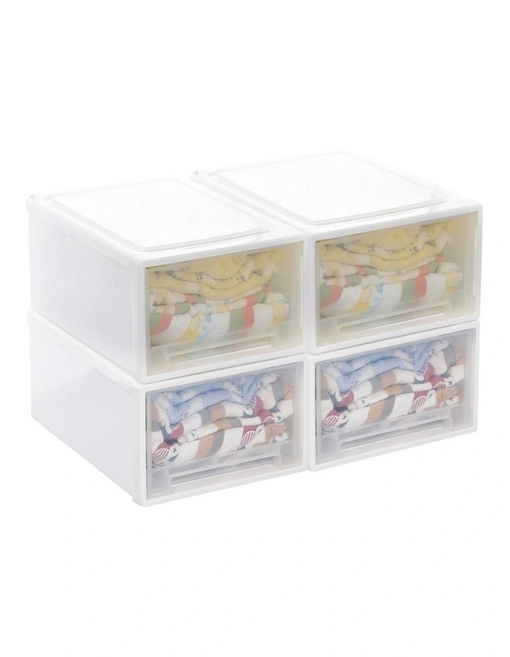 Storage Drawers Wardrobe Clothes Organiser 3 Pack in White