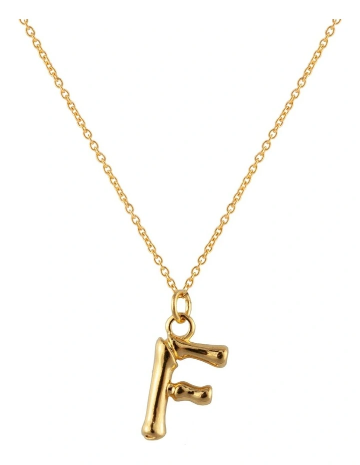 Letter F Initial Gold Necklace