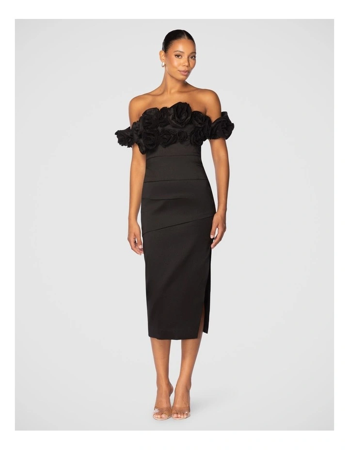 Georgia Rose Midi Dress in Black
