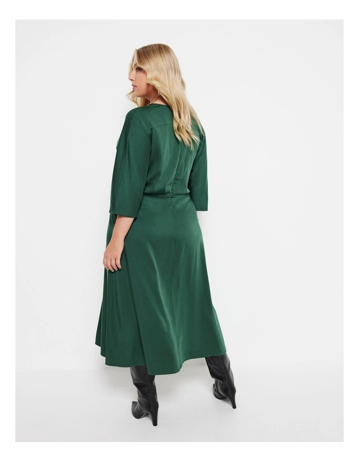 The Silky Wrap Dress in Dark Green