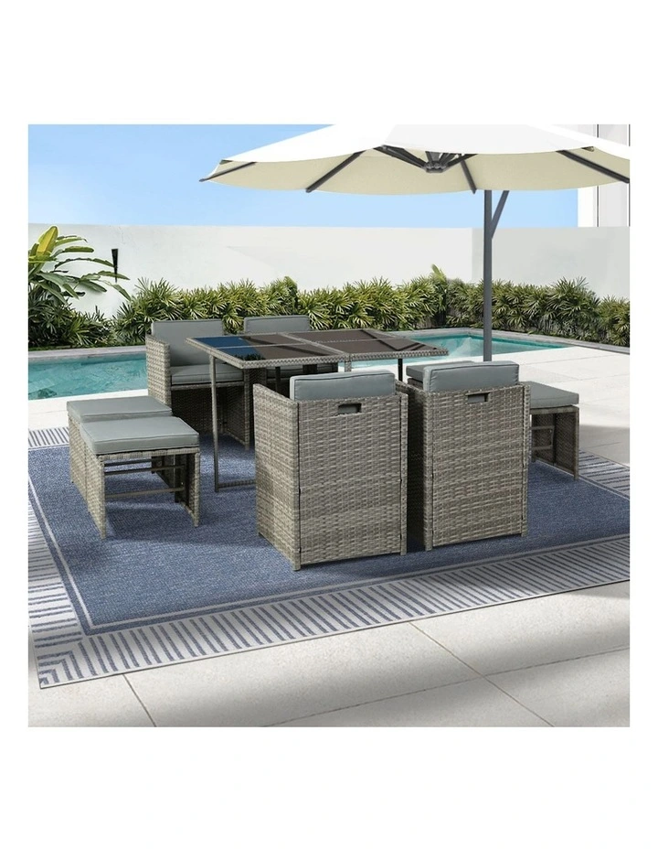 Outdoor Dining 9 Piece Set in Grey