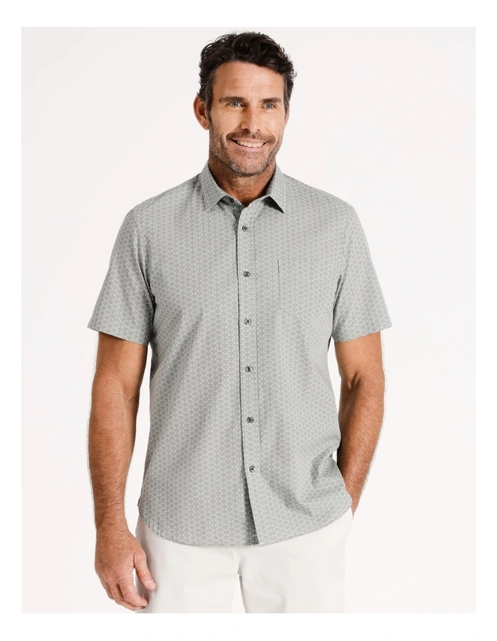 Zenith Short Sleeve Print Shirt in Sage