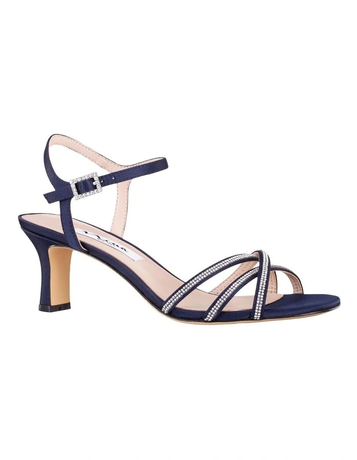 Bobby Sandals in New Navy Luster Satin