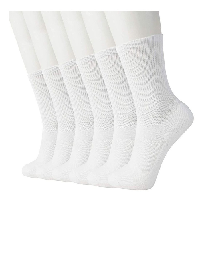 Bamboo Premium Fiber Socks 6 Pairs (6-11 Years) in White
