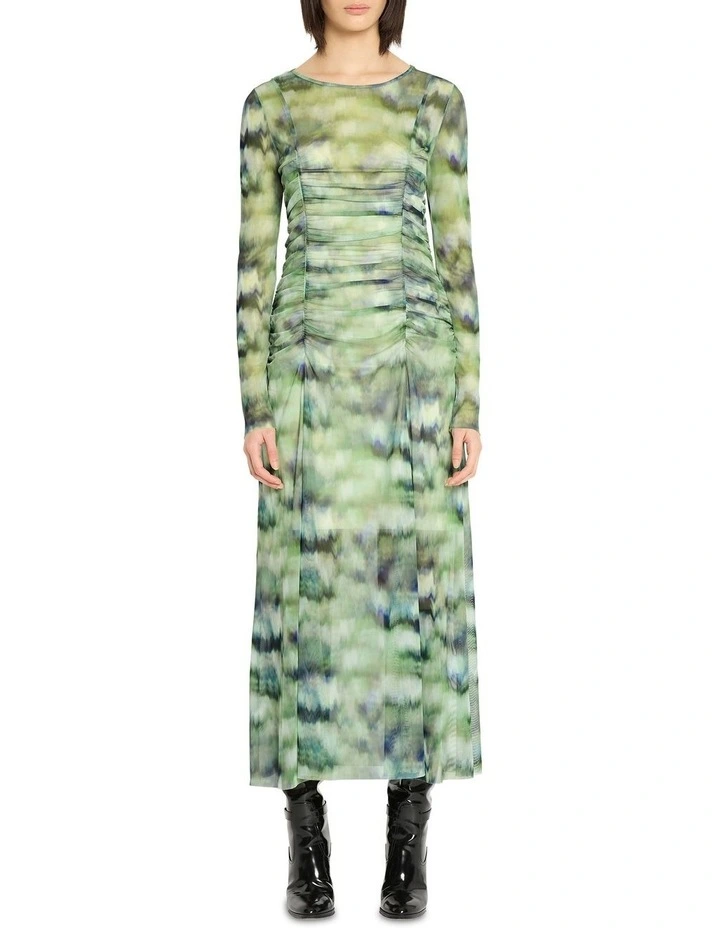 Monet Long Sleeve Mesh Dress in Print