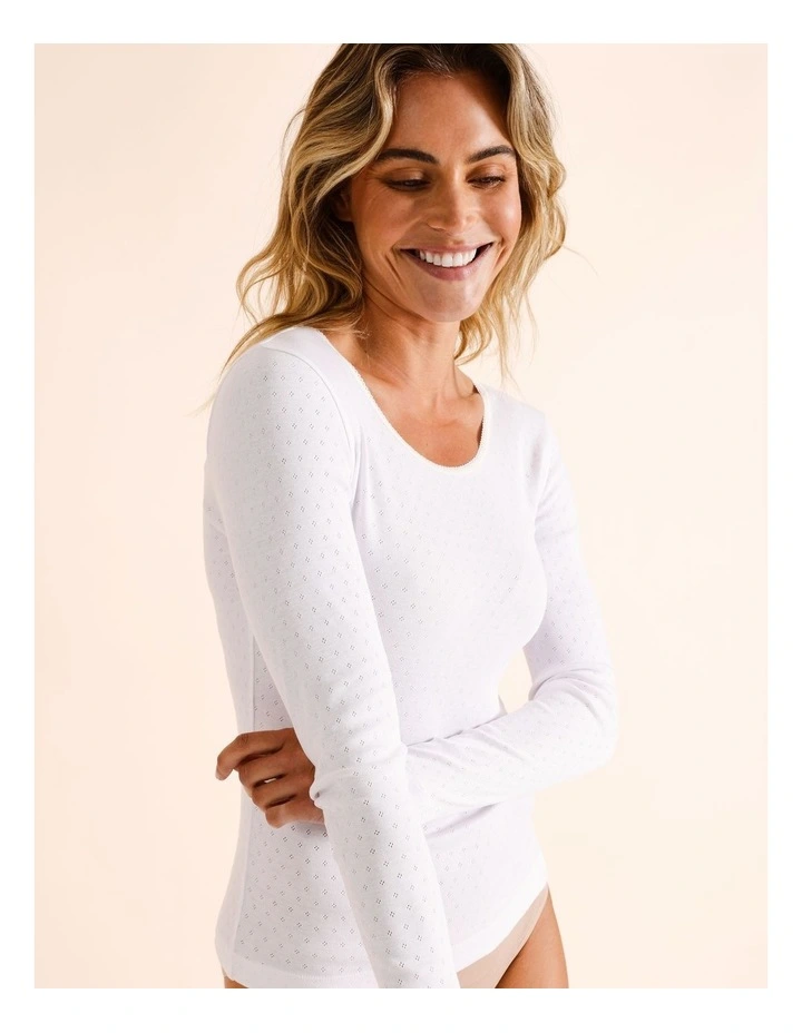 Body Layer Pointelle Thermal Long Sleeve Top