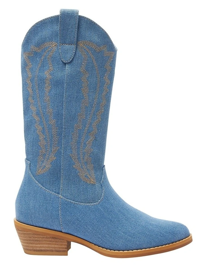 Polly Western Boots in Denim
