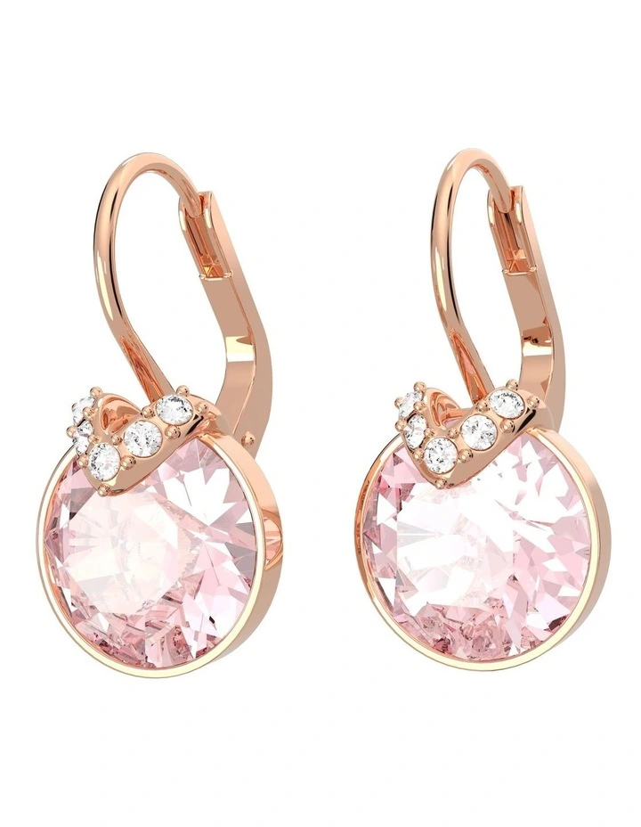 Bella V Drop Earrings Round Cut Rose Gold-Tone Plated in Pink