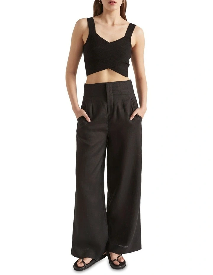 Cross Front Knit Top in Black