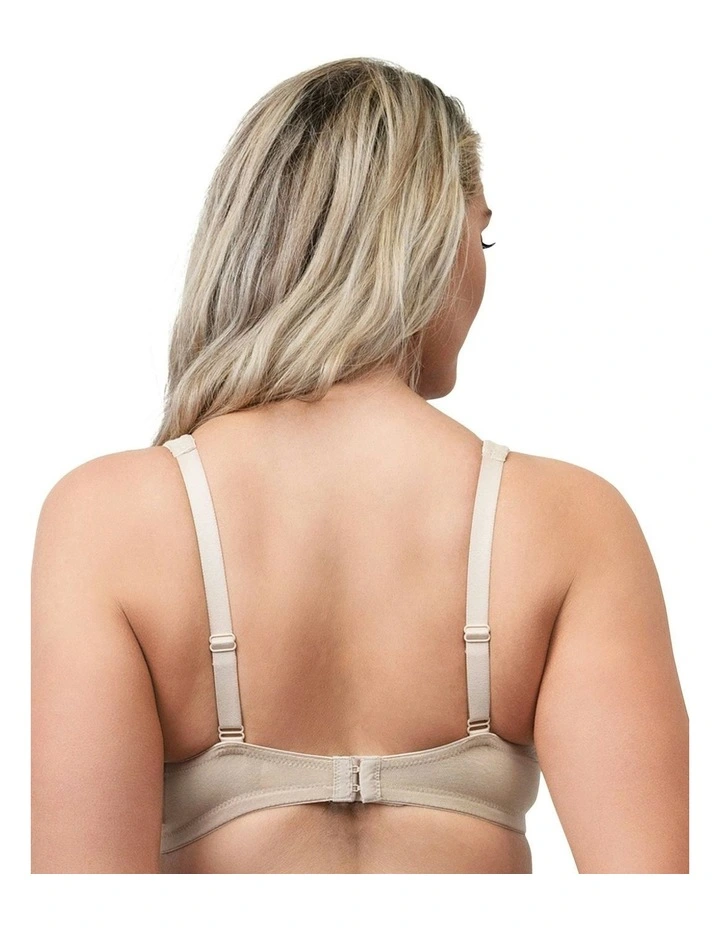 Wide Strap Wirefree Bra Plus Size in Light Beige