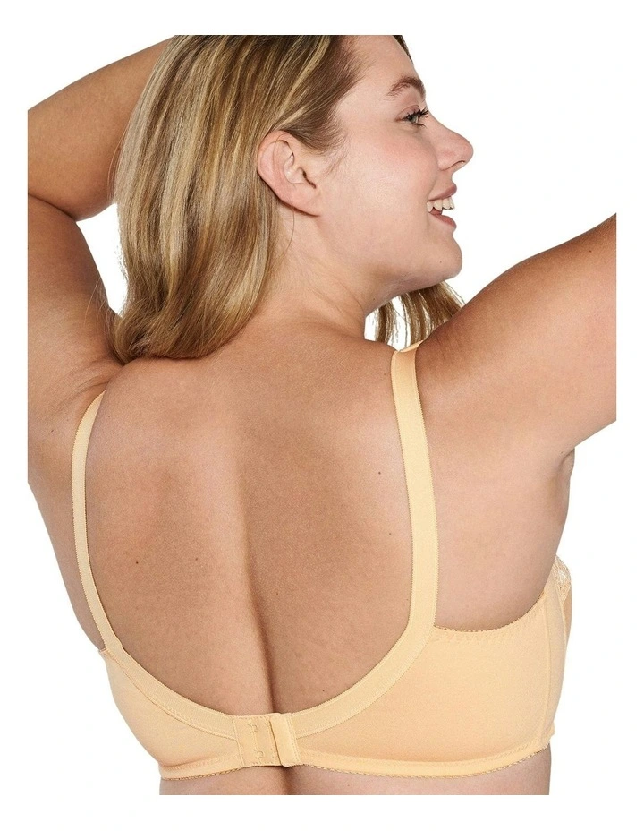 Supportive Soft Cup Wirefree Cotton Bra in Beige