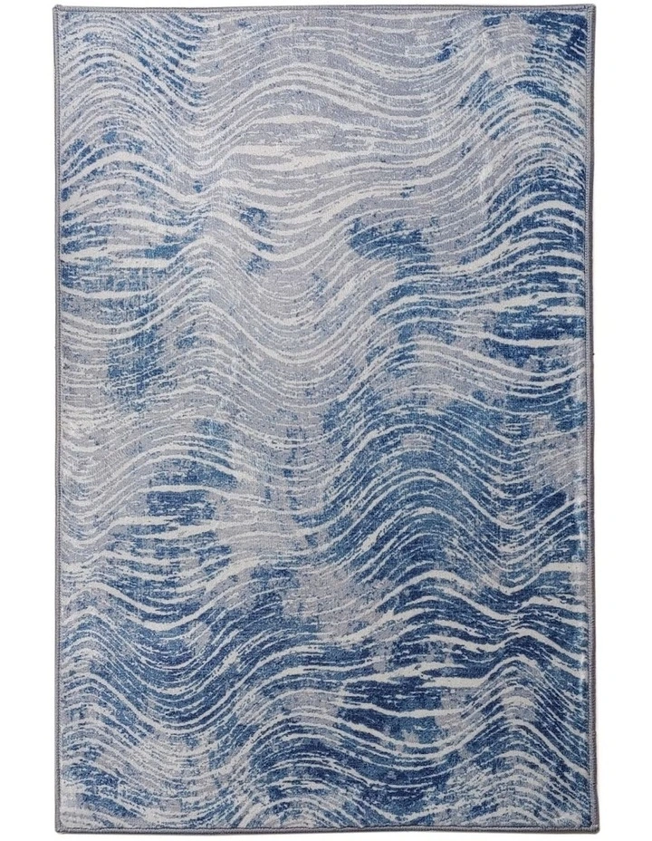 Shikhar Modern Distressed Rug in Blue