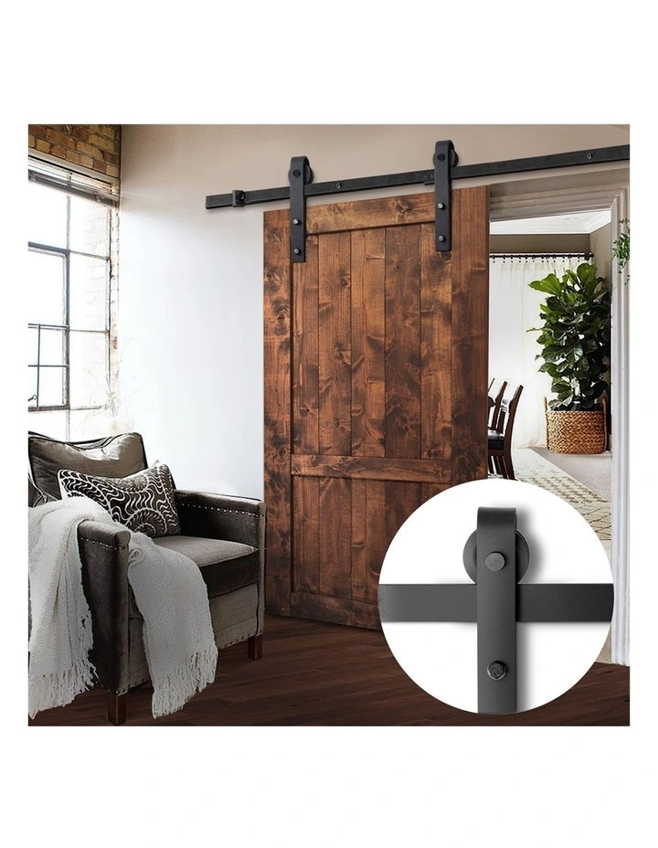 1.83M Barn Door Hardware Sliding Doors Rail Track Kit in Black