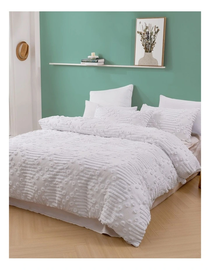 Fletcher Ultrafine Tufted Chenille Quilt Cover Set in White
