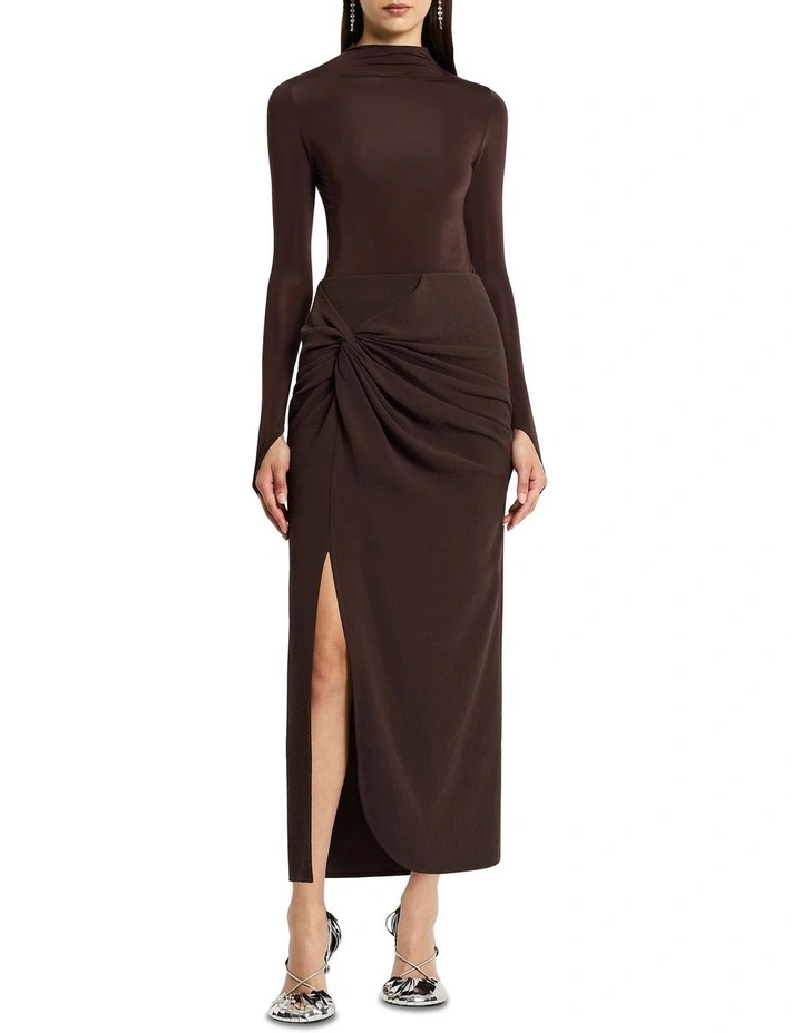 Pyrolized Maxi Skirt in Chocolate