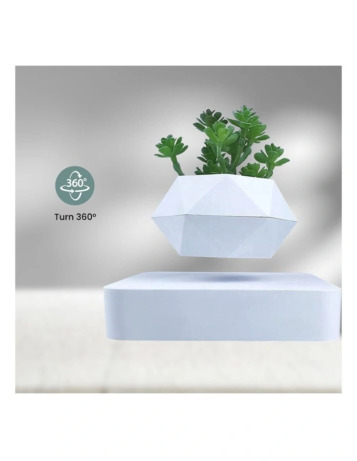 Rotating Magnetic Levitating Indoor Pot plant in White