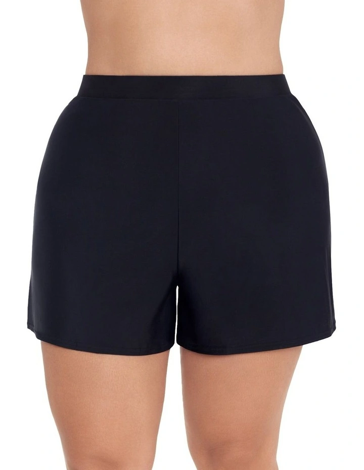 High Waist Swim Shorts Plus in Black