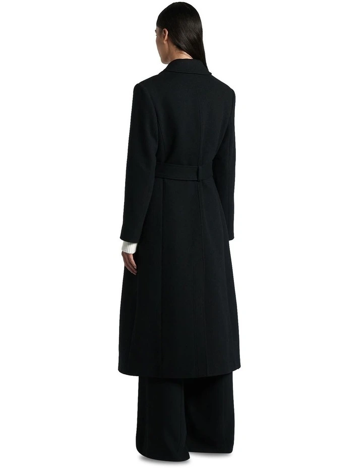 Belted Wool Coat in Black