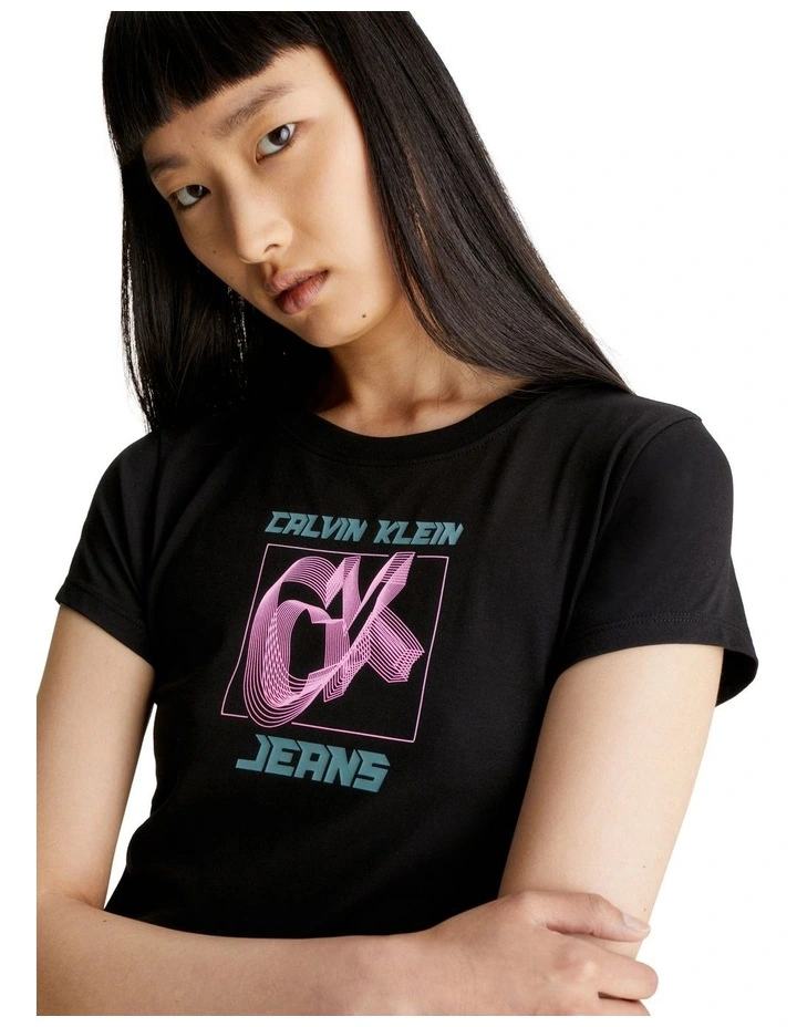 Hyper Real Ck Y2K Fitted Tee in Black