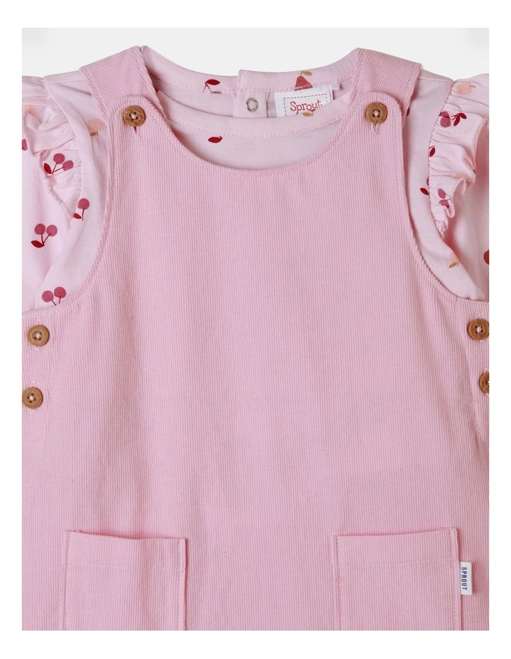 Cord Pinafore Dress Set in Wine