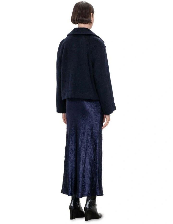 Brushed Wool Short Coat in Ink