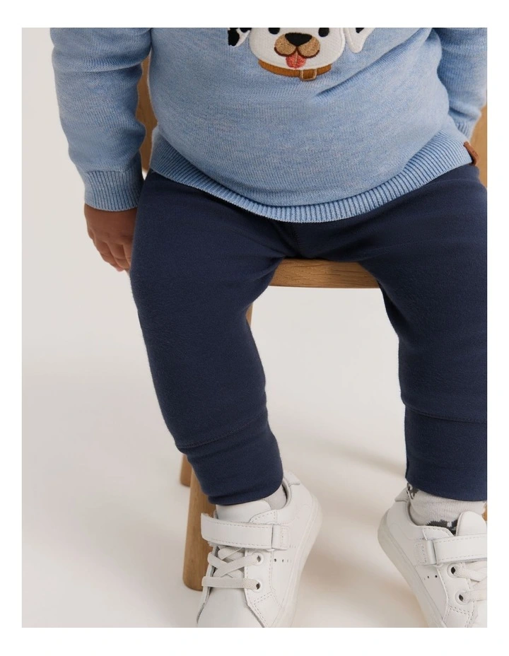 Organically Grown Cotton Fold-over Soft Pant in Navy