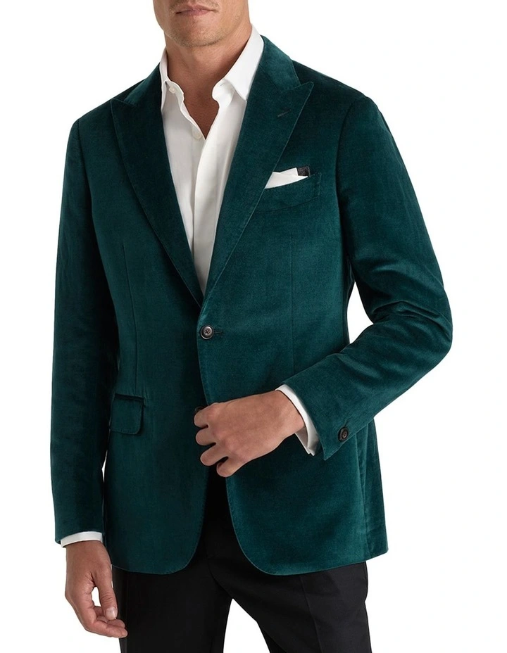 Jude Velvet Jacket in Petrol