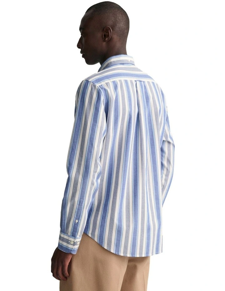 Colourful Stripe Long Sleeve Shirt in College Blue