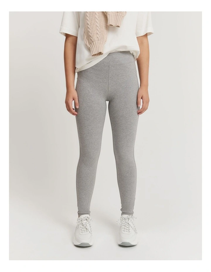 Teen Logo Legging in Mid Grey Marle