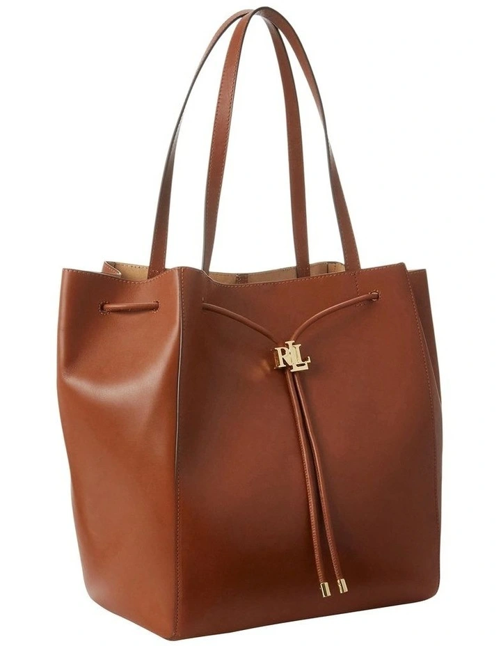 Leather Medium Andie Drawstring Tote in Brown