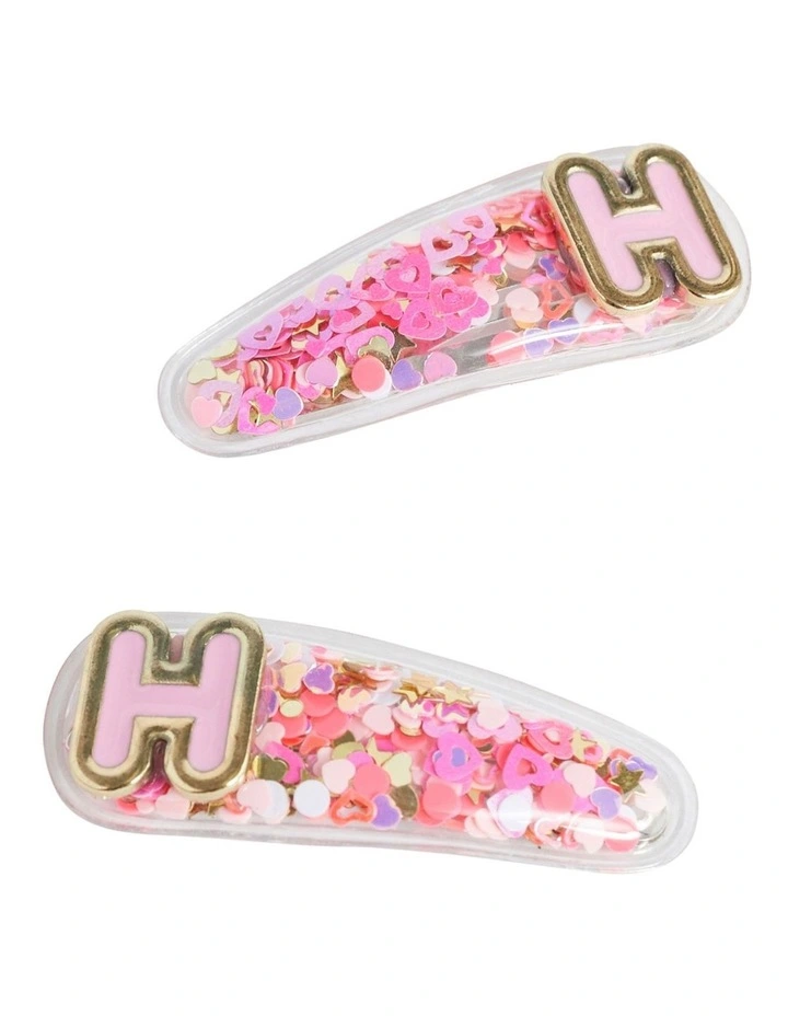 Initial "H" Confetti Snap Clips in Multi