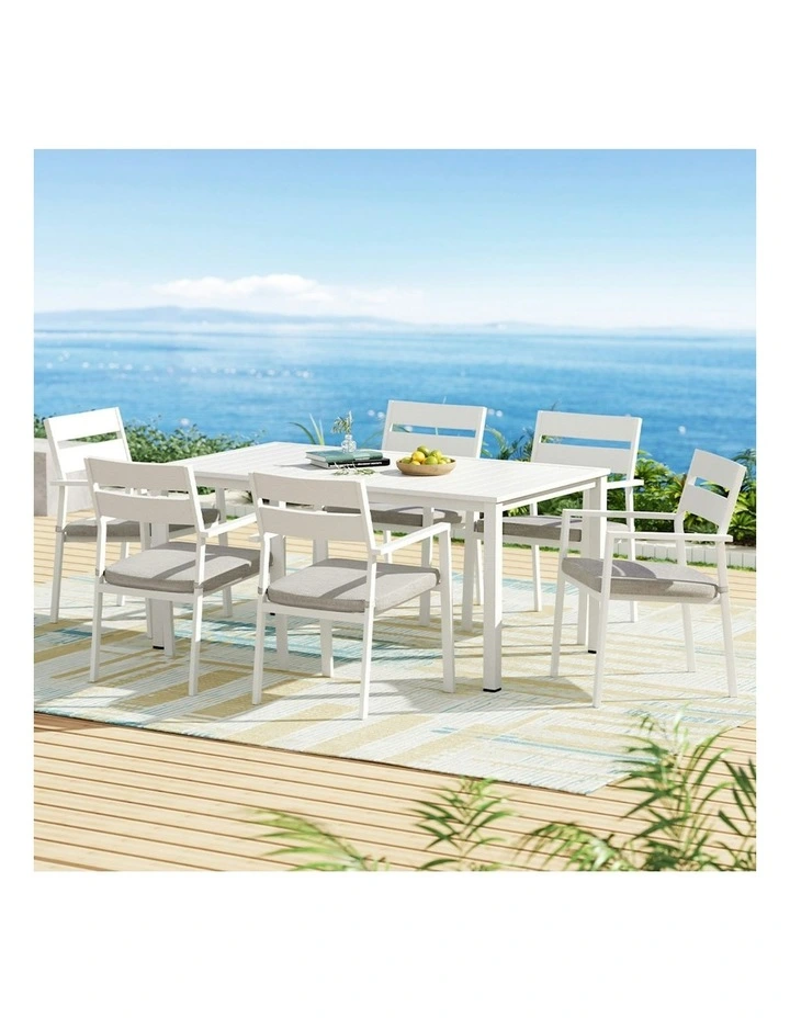 Outdoor Dining Set 7 Piecein in White