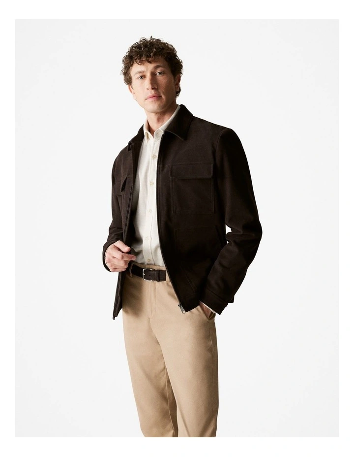 Italian Moleskin Harrington in Ebony Brown